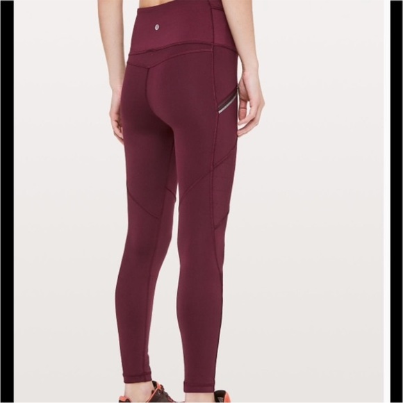 lululemon athletica Pants - Lululemon Toasty Tech Fleece Tights II Leggings Burgundy Size 4